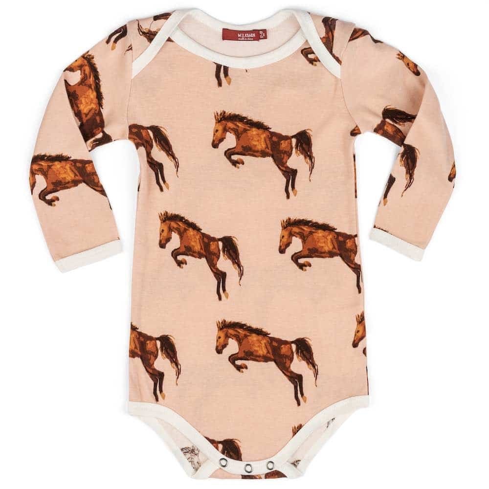 Milkbarn Horse organic cotton long sleeve onesie